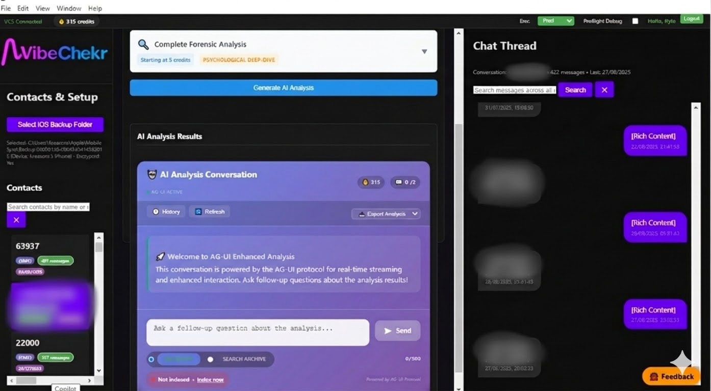 VibeChekr actual interface screenshot